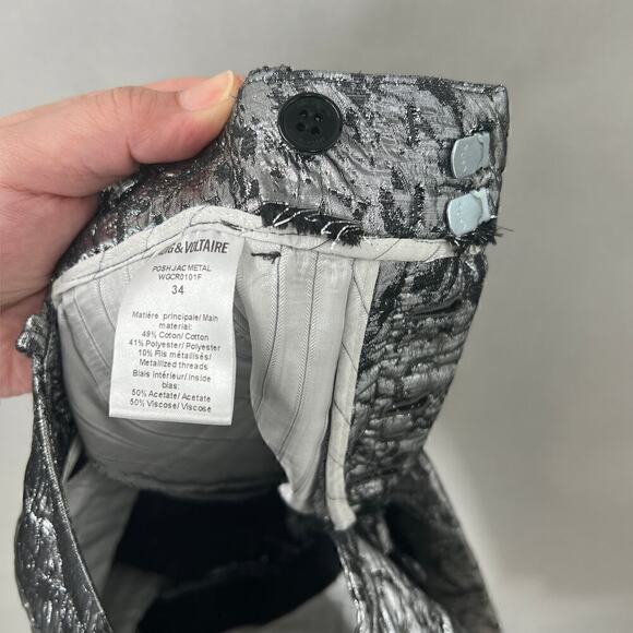 Zadig & Voltaire Womens Pants XS Metallic Maximalist Cyberpunk Futuristic Edgy - Picture 7 of 14